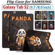 New Fashion Panda Cartoon Casing Shell For Samsung Galaxy Tab S2 8.0" TabS2 9.7inch SM-T810 T813 T815 T819 SM-T710 T713 SM-T715 T719 High Quality PU Leather Case Flip Stand Cover