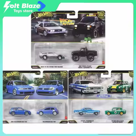 Hot Wheels HBL96 Car Culture 2-Pack Die-Cast Models 1/64 Volkswagen Golf & Back To The Future Ford C