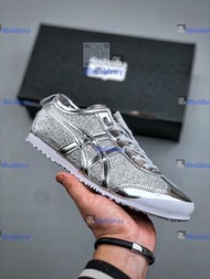 Onitsuka Tiger鬼冢虎MEXICO 66銀色亮面板鞋