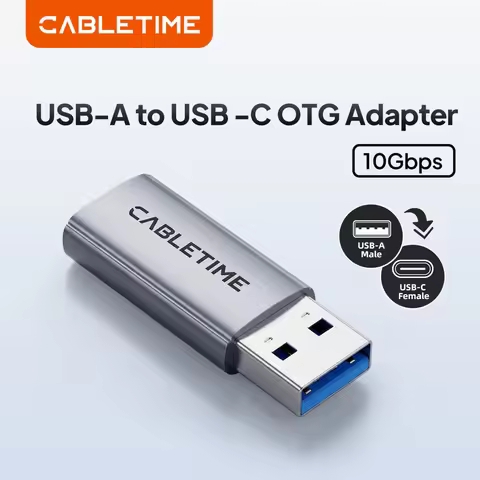 CABLETIME 3A USB A Gen 2 to USB C Adapter USB 3.2 10Gbps Quick Charge USB A to USB C Adapter for Lap
