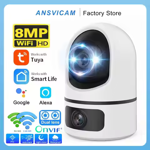 ANSVICAM 4K IP Camera 5G WiFi Dual Lens Tuya Smart Auto Tracking CCTV Cameras Wireless Surveillance 