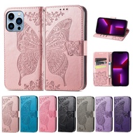 Butterfly Flip Leather Case with Card Slot for iPhone 17 16 Pro Max 15 14 13 12 11 X XS XR 6P 7P 8P 