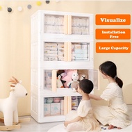 Foldable Storage Box Foldable Stackable 32L 72L Storage Cabinet Rack Storage Box Big Plastic Cabinet