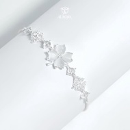 925 Italian silver bracelet with CZ AURORA Heart Clover four-leaf Clover, gentle, feminine and elega