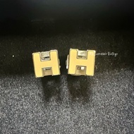 Hermes Cage d’H Earrings Silver Brown 銀啡Cage d’H耳針耳環