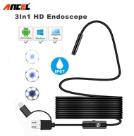 Ancel 7mm 480P HD 3in1 Endoscope 6 Adjustable LED Lights USB Endoscope IP67 Waterproof Multi-functio