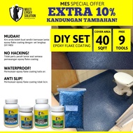 EPOXY FLAKE COATING DIY SET 40 & 50 SQFT 100% SOLIDS CONTENT (9 FREE GIFTS)