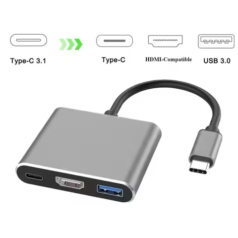 4K 1080P Type C To HDMI-compatible/ Usb 3.0/ Type C 3 in 1 Cable Converter Thunderbolt 3 Switch to H