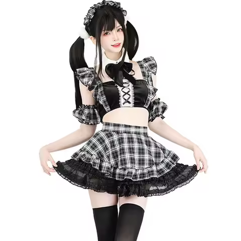 AniLV Anime Student Lolita Maid Uniform Kawaii Women Maidservant Outfit Cosplay Costume