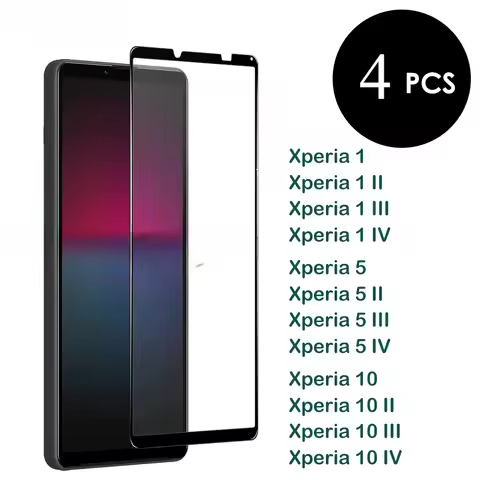 4PCS Tempered Glass Full Covering Silk Printing Screen Protector Fon SONY Xperia 1 5 10 II III IV XZ