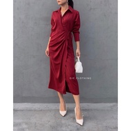 Daphne Wrap Dress - Dress Natal Dress Imlek Midi Wanita Busui Friendly