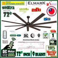 Elmark DC Fan 9HE72 ORB 72 inch Remote Control Ceiling Fan 5-Speed (Silent DC Motor) 9-Aluminium bla