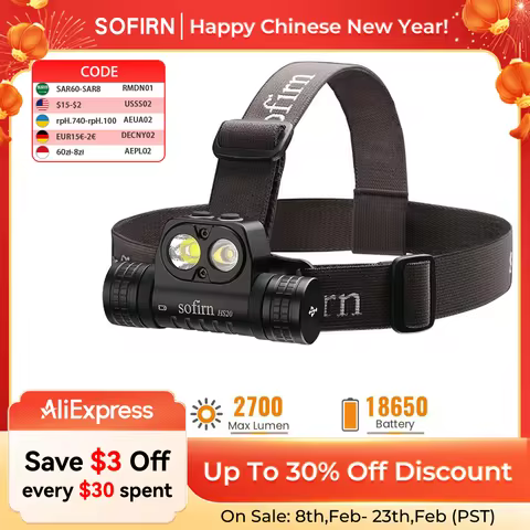 Sofirn HS20 XHP50.2 LED Headlamp 2700lm Rechargeable USB C Flashlight Powerful Head Lamp Floodlight 