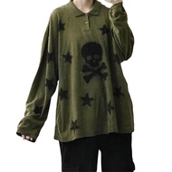 2000S Fairy Grunge Goth T เสื้อ Aesthetic ผู้หญิงฮาโลวีน Skull Star พิมพ์เสื้อแขนยาว Y2k Academia Dark Harajuku T เสื้อ