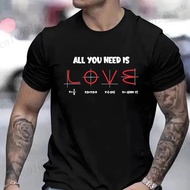 Retro Men's T-Shirt All You Need Is Love Math Equation Short Sleeve T-Shirt Summer Casual Tees Top L