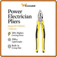 Tsunoda Power Electrician Pliers – High-Leverage Combination Cutter with Crimp Slot |225 mm (PPP-225
