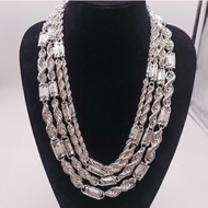 Sterling Silver 999 Diamond Sand Round Tube Twist Necklace Boy Necklace Extra Thick Necklace Silver 