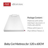 ENQ Baby Cot Plain White Mattress / Baby Tilam / Comfortable Mattress / Baby Cot Mattress / 120CM x 