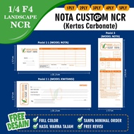 CUSTOM NCR NOTE SIZE 1/4 F4 LANDSCAPE (21.3 x 7.7 cm) FREE DESIGN (1PLY, 2PLY, 3PLY)