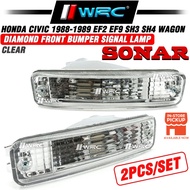 Sonar Honda Civic 1988 - 1989 EF2 SH4 SH3 EF9 Wagon Diamond Front Bumper Signal Lamp ( Clear )