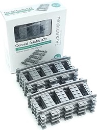 Trixbrix Curved Tracks R72 Box 8pcs Compatible with Lego City Train Sets 60197 60198 10277 60205 602