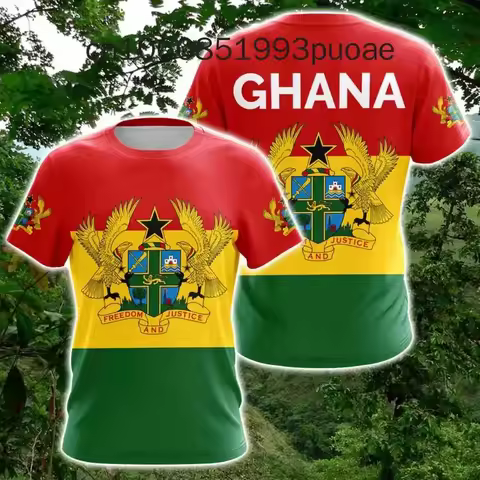 Ghana Flag Map 3D Printed T Shirt For Men Clothes Casual Kids T-Shirt GHA National Emblem Tshirt Spo