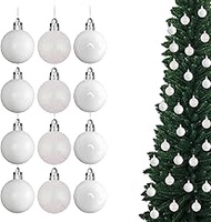 Christmas Baubles Shatterproof White 30mm Pack of 12 Christmas Tree Baubles Bauble Ornaments Balls C