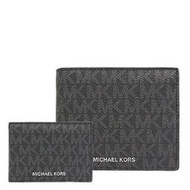 【W小舖】MICHAEL KORS MK 黑色 防刮PVC皮革 男夾 短夾 皮夾 錢包 卡片夾~M20228