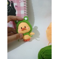 GANTUNGAN Knitted duck Doll Hoodie Frogie/ Amigurumi duck Hoodie Knitted duck keychain/ / duckKeycha