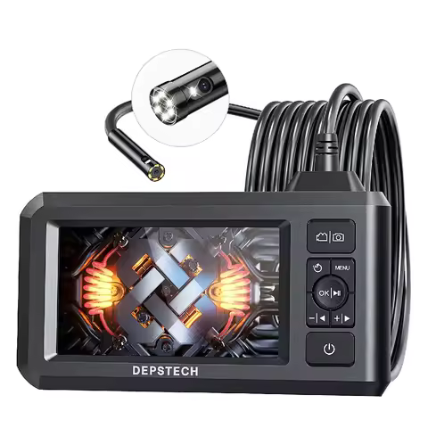 DEPSTECH 1080P Single & Dual Lens Endoscope Camera with 4.3 "IPS LCD Inspection Camera 7 LED for Car