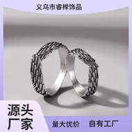 cincin lelaki cicin lelaki cicin Angel Wings Ring Male Fashion Retro Trendy Wings Feather Ring Angel