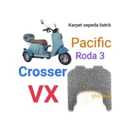 Karpet sepeda motor listrik roda tiga Pacific Crosser VX roda 3