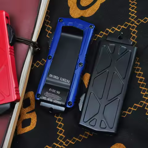 Exocet Micro OTF Tech Knife Mini Pocket knives Wallet Clip Pocket Knife EDC Self Defense D2 DE Blade