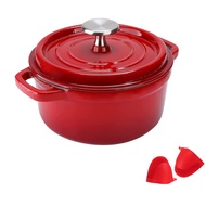 Enamelled Cast Iron Dutch Oven Cast Iron pot 23-25cm/3-5L Nonstick Bread Baking Pan with Lid Cast Ir