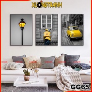 Canvas wall painting with 3 wooden frames, decorative painting for living room, bedroom, dining room