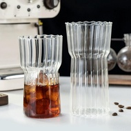 Striped Drinking Glass Cup Transparent Drinkware For Juice Coffee 550ml 350ml
