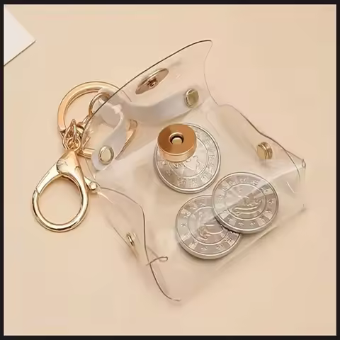 Transparent PU Leather Mini Bag Pendant Fashion Dirty Resistant Hardware Wallet Keychain For Coin Li