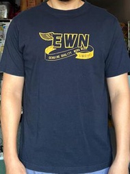 深藍色  Edwin 復古字母印花短袖T恤 vintage second hand 二手 古著  tee
