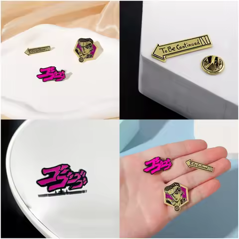 Japanese Anime JOJOS BIZARRE ADVENTURE Brooch Pins Kujo Jotaro Badge Metal Alloy Lapel Pin Corsage C