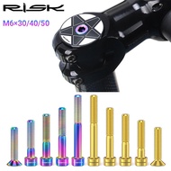 RISK Bicycle Stem Cap Fixing Bolt Countersunk Screws Titanium M6x30/35/40/50mm