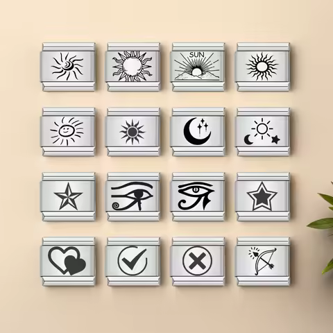 Laser Charm Bracelets Natural Elements Sun Moon Star Eye Charm Italian Links Fit 9mm Stainless Steel