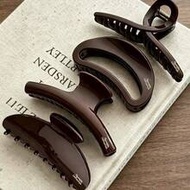 4pcs/1pc Women's 11cm/4.33in Brown Plastic Hair Claw Clips, Fashionable Versatile Premium Elegant Mi