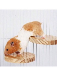 1 Pieza Accesorios De Jaula De Animales Pequeños De Madera Natural, Loros, Gallos De Pelea, Ratones, Hamsters, Cobayas Juguetes Con Escalera, Juguetes Mordedores Para Hamsters, Plataforma De Madera Para Mascotas Pequeñas, Soporte Para Hamster, Escalera De Madera Para Ratones, Juguete De Madera En La Jaula De Suspensión, Suministros De Paisajismo De Plataforma Escalable