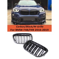 Front Kidney Bumper Grills Carbon Fiber Console Cente Grille For BMW X1 Series F48 F49 2016-2019 SD