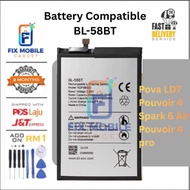Battery compatible BL-58BT for Tecno Spark 6 Air / Pouvoir 4 Pro / Pova LD7 58BT New Grade High qual