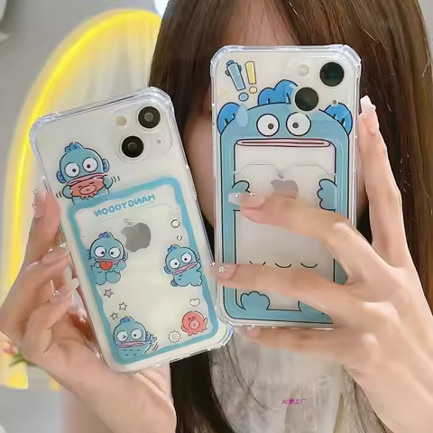 Lovely Cute Cartoon HANGYODON Card Bag Phone Case For iPhone 16 15 14 13 12 11 Pro Max XR XS Max 78 