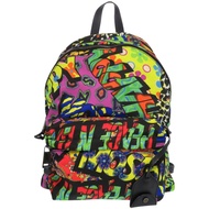 成色極佳的 Moschino 滿版 logo 印花、花卉、動物和愛心圖案顏色雙肩包，1784 [二手] MOSCHINO