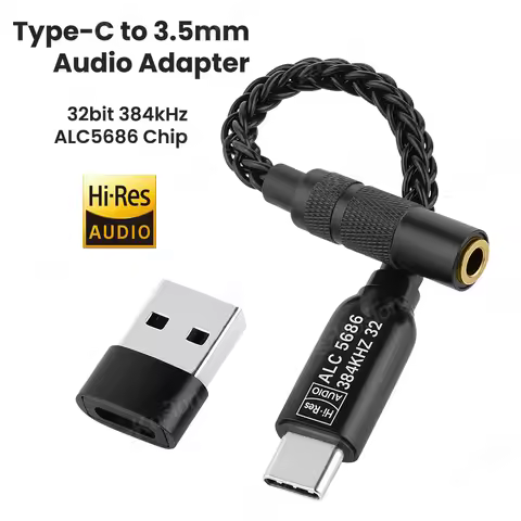 Headphone Amplifier 32b/384kHz ALC5686 Chip HiFi DAC AMP Type C to 3.5mm Adapter Audio Decoder for i