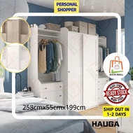 IKEA HAUGA Wardrobe combination, white258x55x199 cm I Almari pakaian
