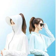 1pc Ice Silk Hooded Sunscreen Jacket, Women Summer New Breathable Sunscreen Hooded Cardigan For Ridi